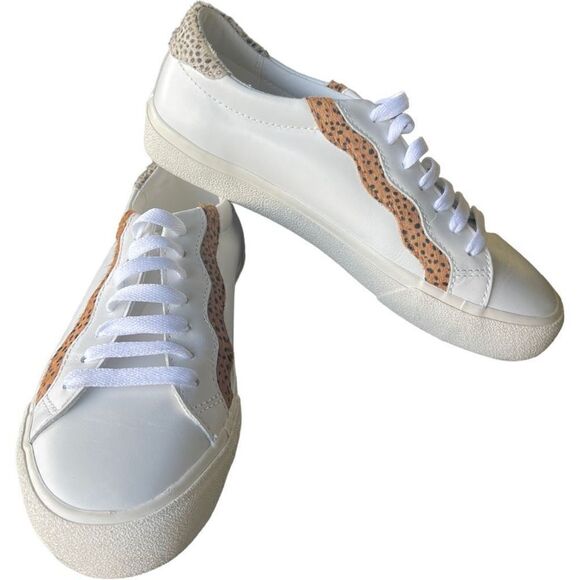 Madewell Sidewalk Low-Top Sneakers Wave Edition Size 8.5 White and Leopard Print - Picture 2 of 9